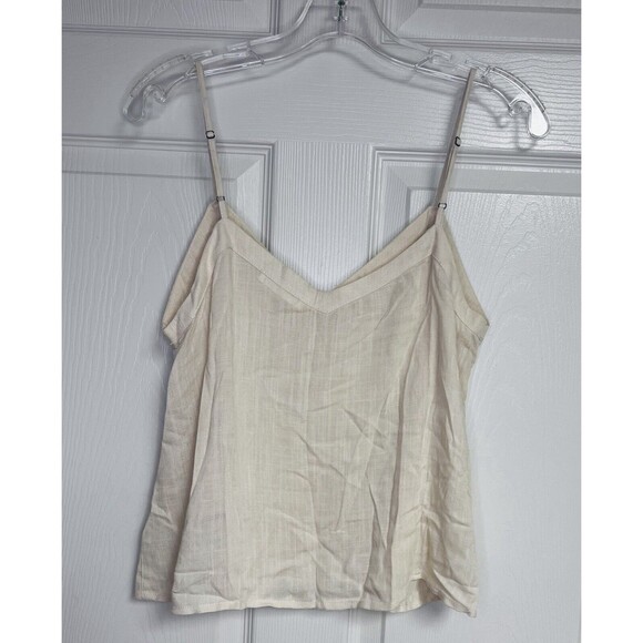Be Cool Becool Beige Semi Sheer Button Front Tank Top Cami Large - Picture 2 of 6